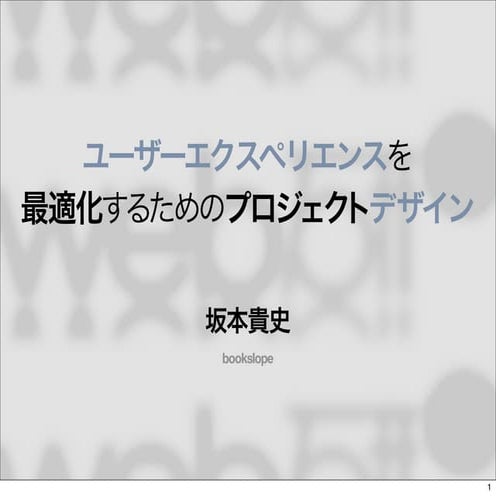 "Project Design for Optimaizing User Experience" 20070927