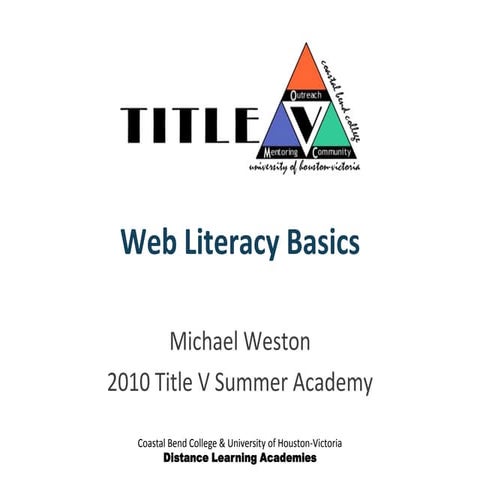Key concepts of Web Literacy in 2010
