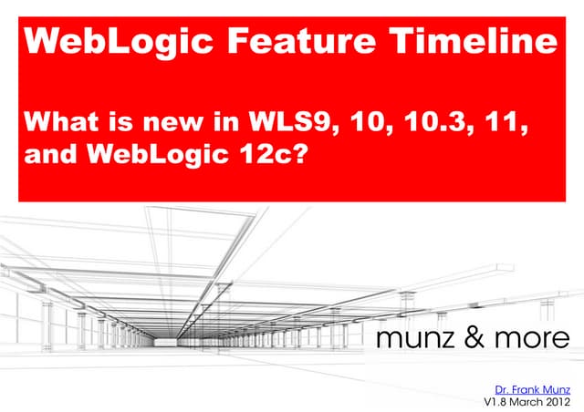 Oracle WebLogic: Feature Timeline from WLS9 to WLS 12c