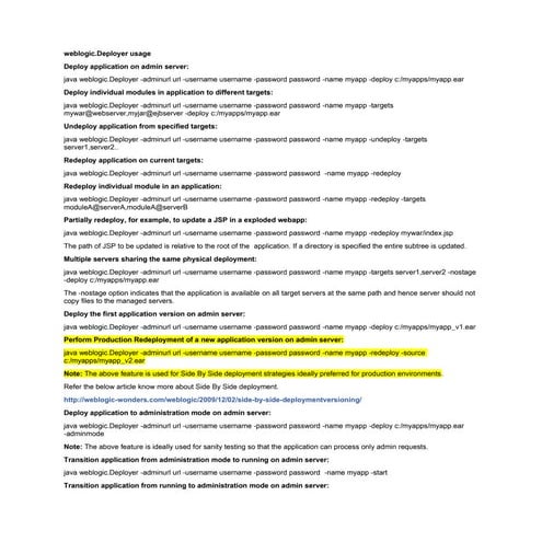 Weblogic.deployer usage