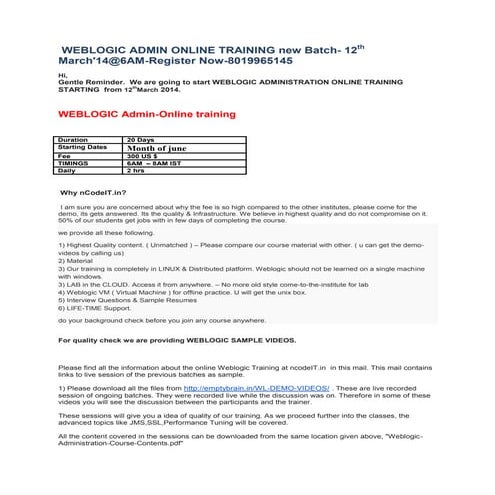 Weblogic online-template