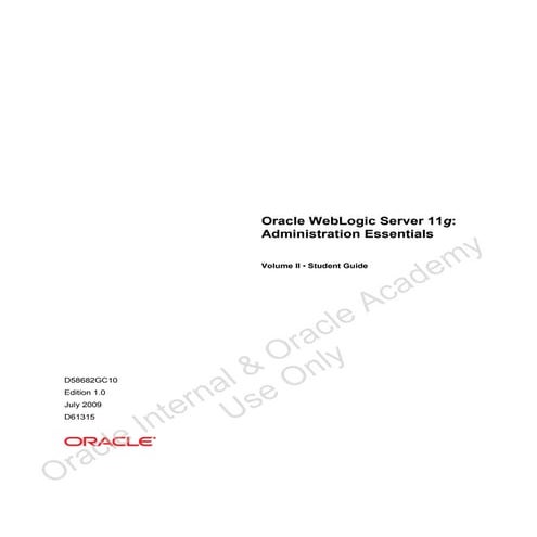 Oracle Weblogic 11g admin guide 2 | PDF