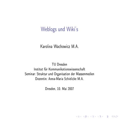 Weblogs und Wiki's