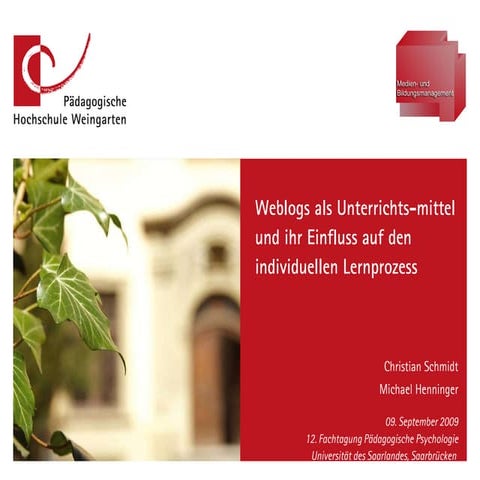 Weblogs als Unterrichtsmittel und ihr Einfluss auf den individuellen Lernprozess
