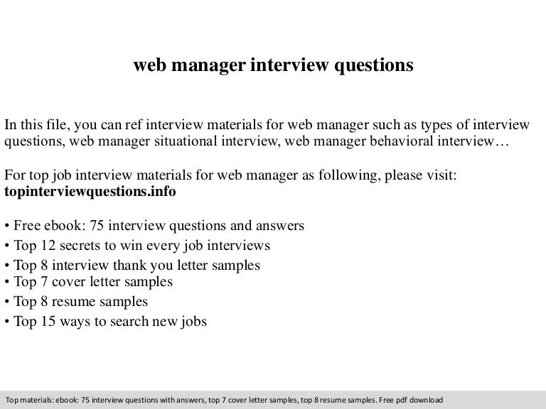 Web manager interview questions