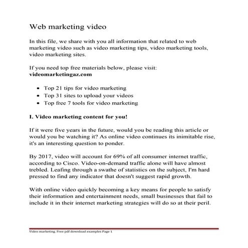 Web marketing video