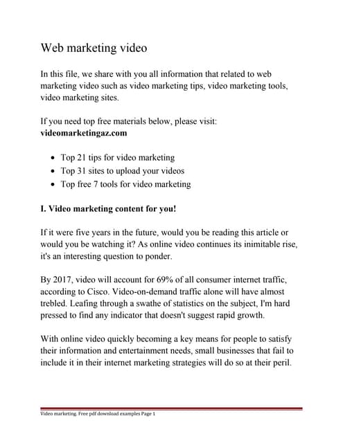 Web marketing video