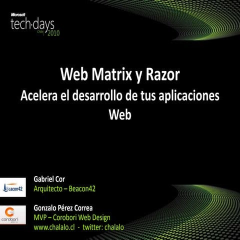 Web matrix razor_aspnetmvc_finalv2_techdays2010