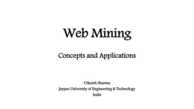 Web mining: Concepts and applications