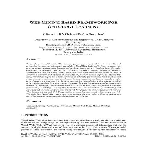 Web Mining Based Framework for Ontology Learning