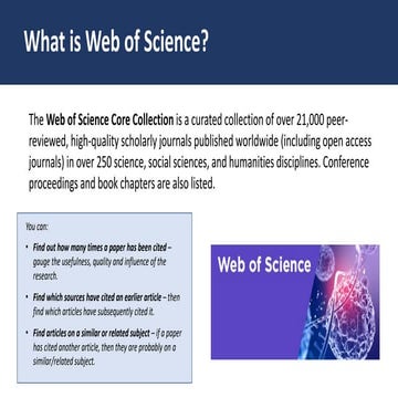 Web of Science Overview | PDF | Search | Internet
