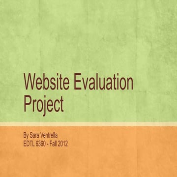 Web Page Evaluation  by Sara V.