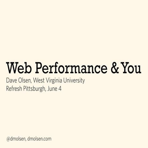 Web Performance & You