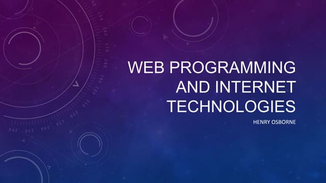 Web Programming and Internet Technologies
