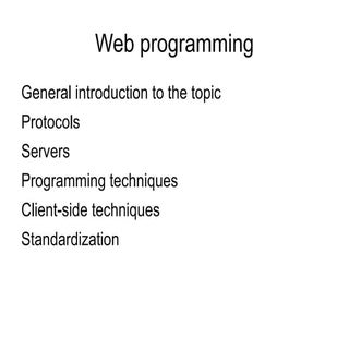Web Server-Side Programming Techniques