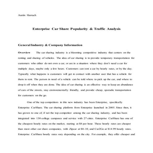 Web Publishing- Enterprise Car Share Analysis