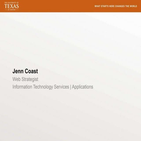 The World of Tomorrow: An update on the UT Web Infrastructure and the Mobile ...