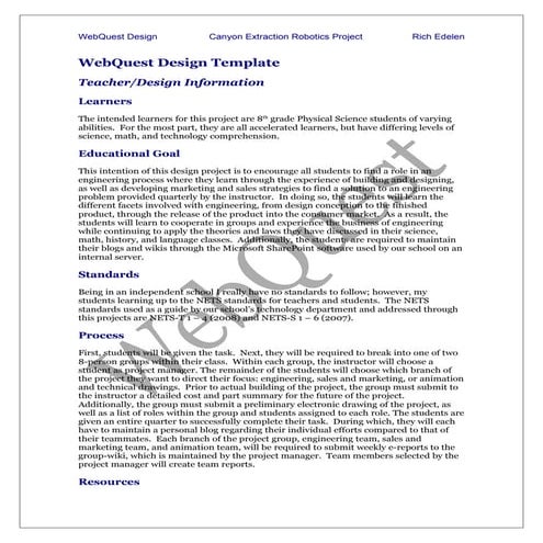 Web Quest Design Robotics Edelen | DOC