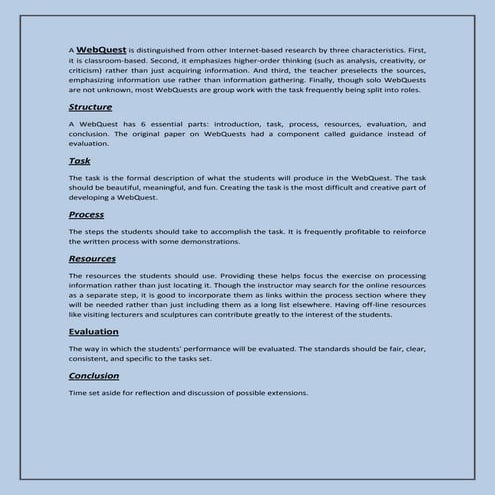 Web quest in education