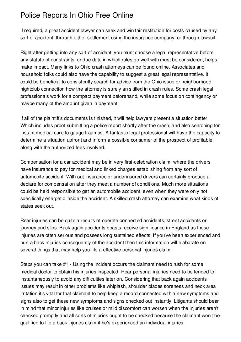 Police Reports In Ohio Free Online