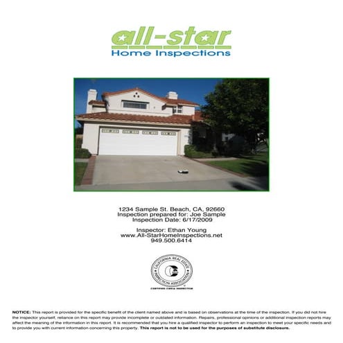 All-Star Home Inspections Sample Report