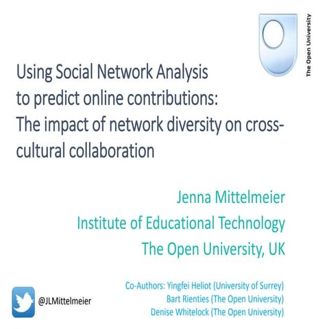 Web Science 2016 - Using Social Network Analysis to predict online contributi...