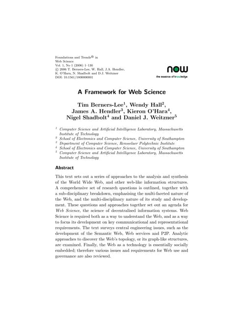 A framework of Web Science 