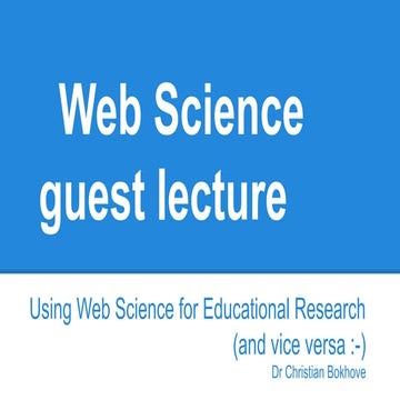 Using Web Science for Educational Research