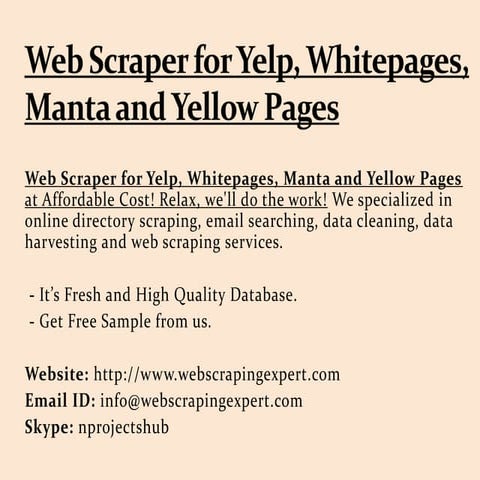 Web Scraper for Yelp, Whitepages, Manta and Yellow Pages