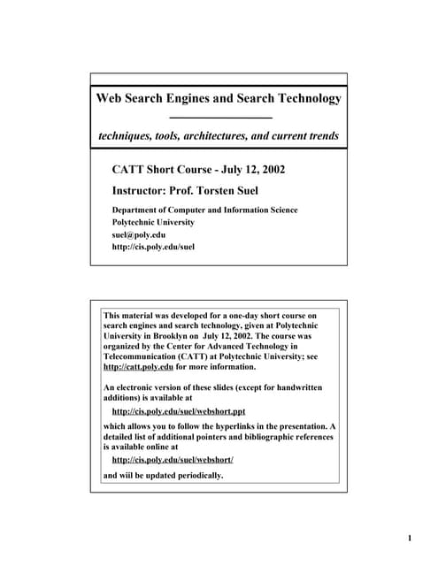 Web search engines and search technology