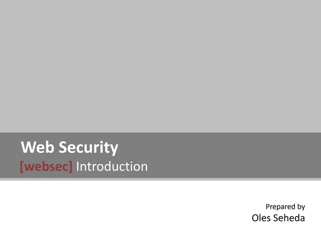 Web Security - Introduction v.1.3