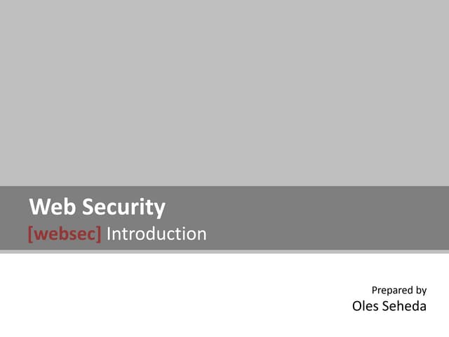 Web Security - Introduction