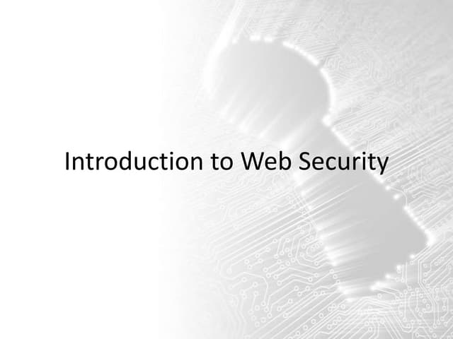 Introduction to Web security