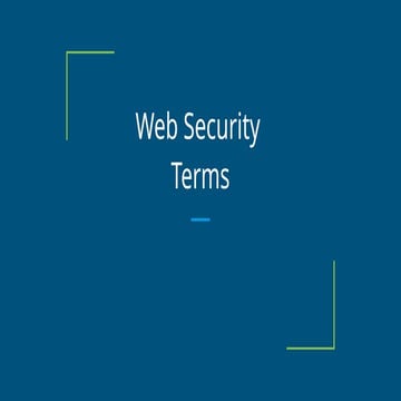 Web Security Terms such as what is a WAF, Access Control, Output Encoding   ....