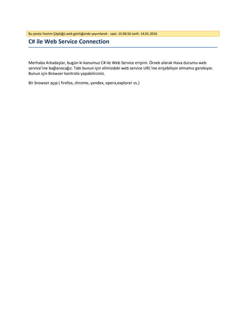 C# ile Web Service Connection
