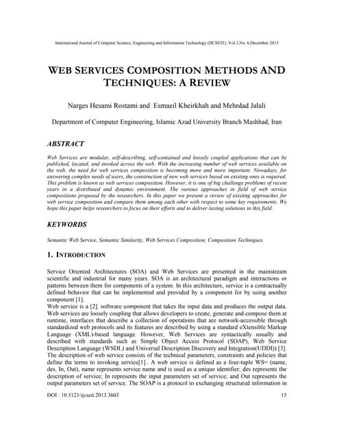 WEB SERVICES COMPOSITION METHODS AND TECHNIQUES: A REVIEW