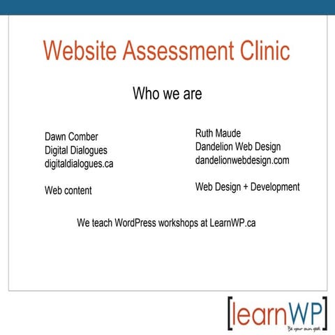 WordCamp Toronto 2014 | Website Assessment Clinic