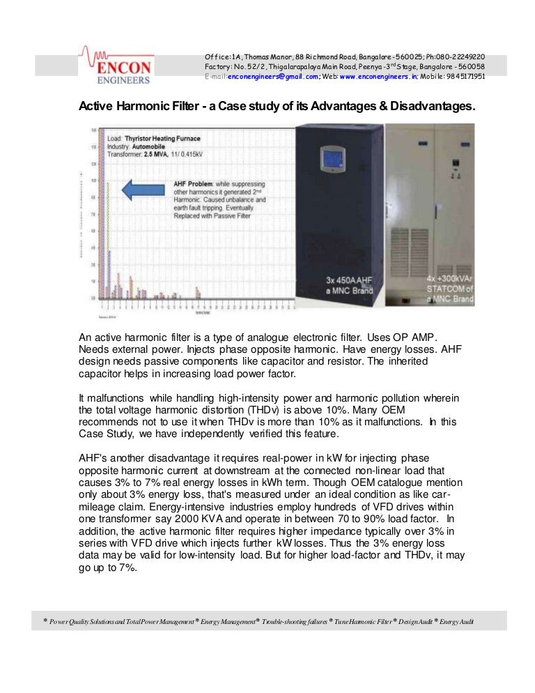 Active Harmonic Filter vs Passive Installation Catalogue