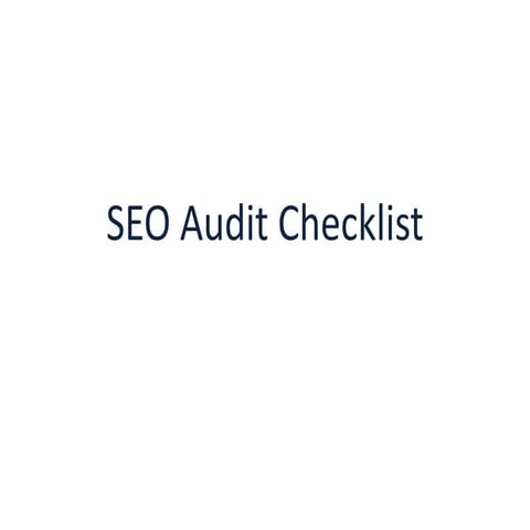 Website and seo audit checklist