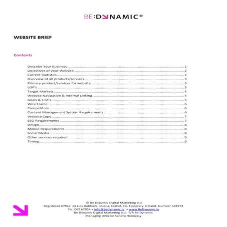 Website Brief Template | DOC