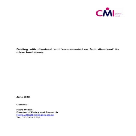 Dealing with dismissal and 'compensated no fault dismissal' for micro businesses