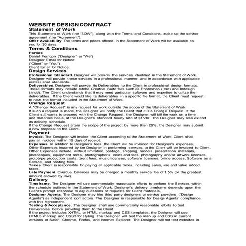 Sample Web Design Contract - Ferrigon Media