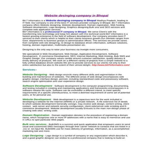 Website Designing Company in Bhopal