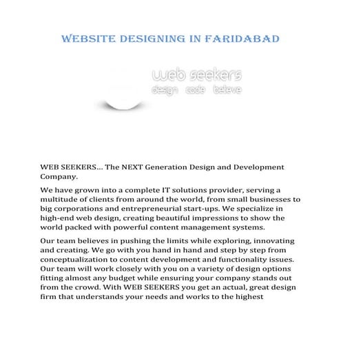 Website designing in faridabad