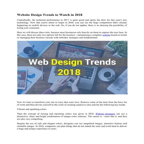 Website design trends to watch in 2018