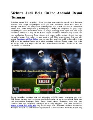 Website judi bola online android resmi teraman