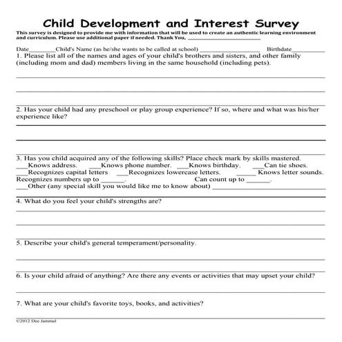 Website kindergarten childdevelopmentandinterestsurvey