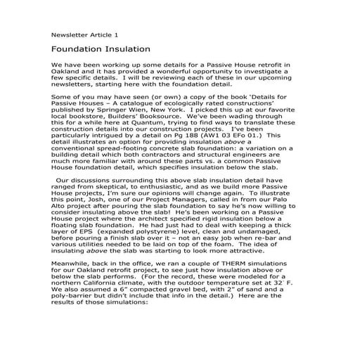 Insulated Foundation Analysis - Website newsletter article 1 070210