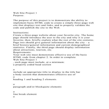 Web Site Project 1 Purpose The purpose of this project is to .docx