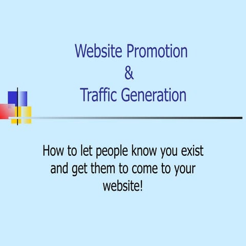 Website Promotion And Traffic Generation